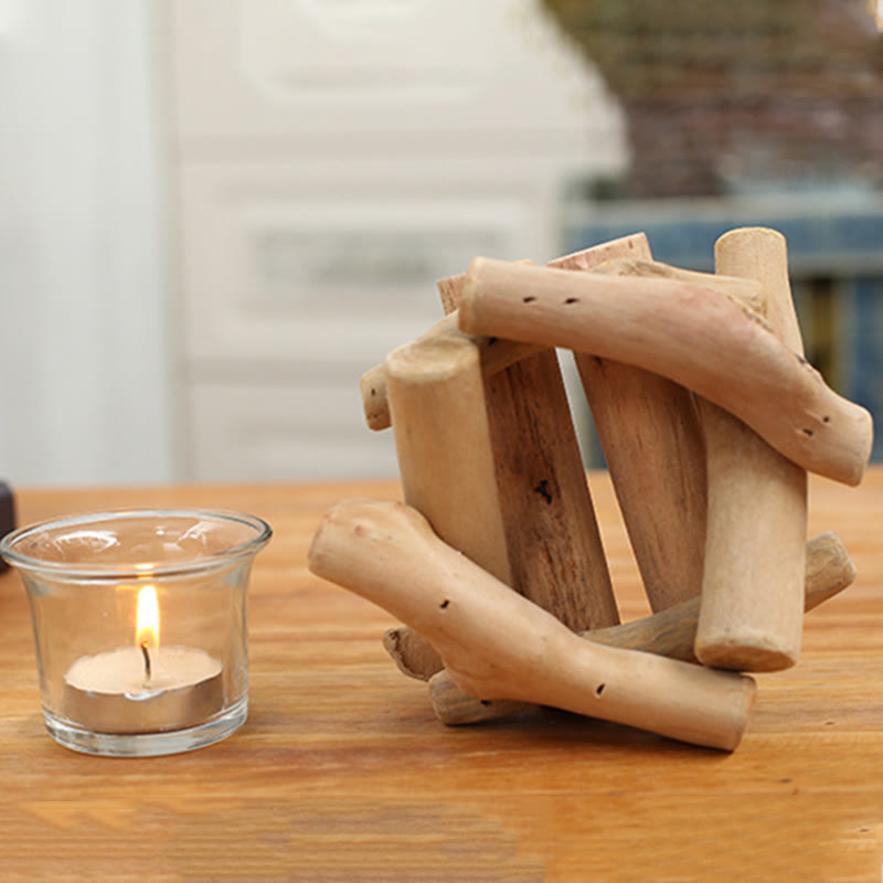 Buddha Stones Wood Candlestick Home Candle Holder Decoration - image 6