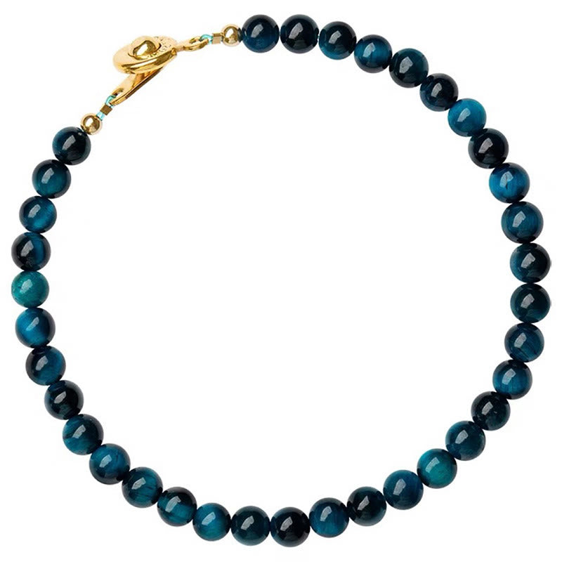 Buddha Stones Natural Blue Tiger Eye Stone Protection Chain Bracelet - image 14