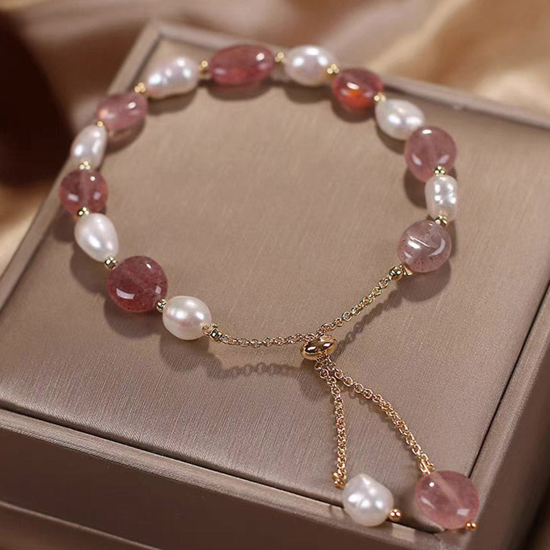 Buddha Stones Natural Blue Aventurine Crystal Pearl Bead Healing Bracelet - Strawberry Quartz - image 13