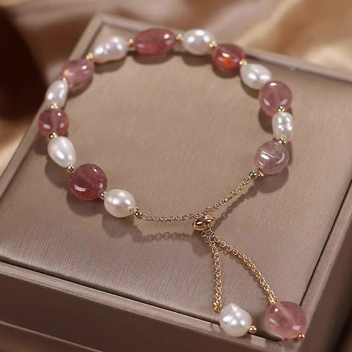 Buddha Stones Natural Blue Aventurine Crystal Pearl Bead Healing Bracelet - Strawberry Quartz - image 13