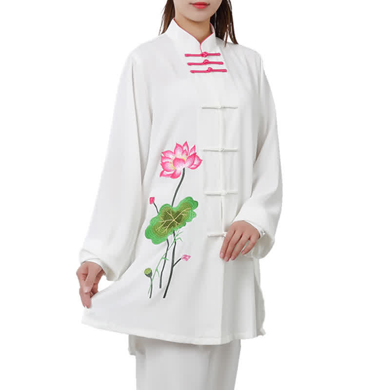 Buddha Stones Lotus Flower Leaf Pattern Tai Chi Meditation Prayer Spiritual Zen Practice Clothing Women's Set - image 20