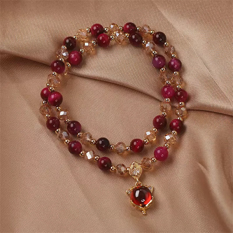 Buddha Stones Red Tiger Eye Fox Protection Double Wrap Bracelet - image 3