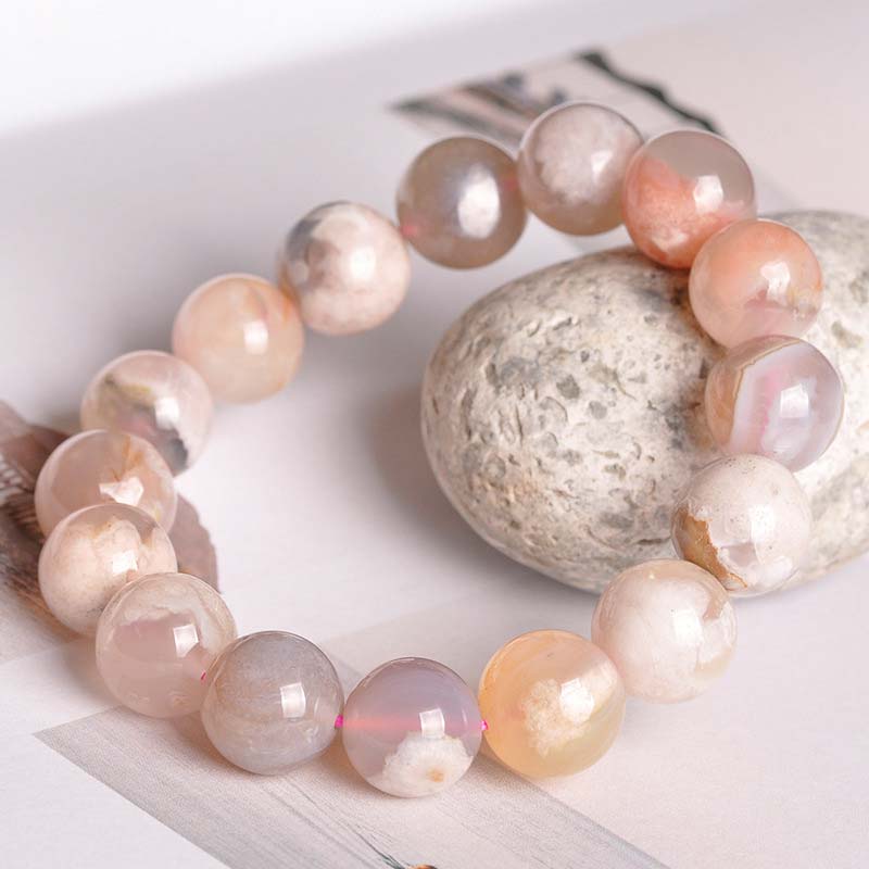 Buddha Stones Sakura Agate Peace Blessing Bracelet - image 1