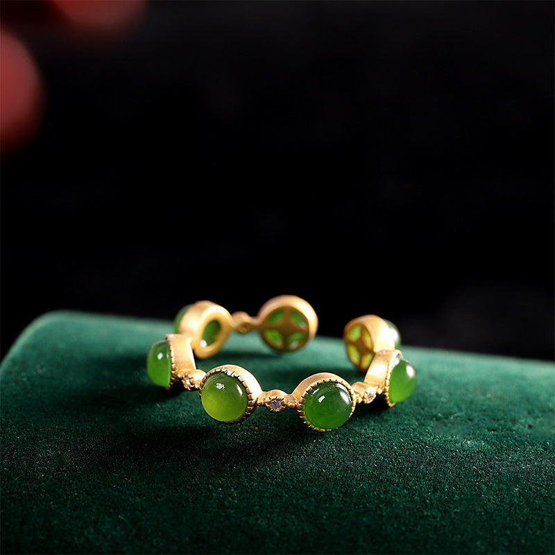 Buddha Stones Cyan Jade Healing Calm Adjustable Ring - image 10