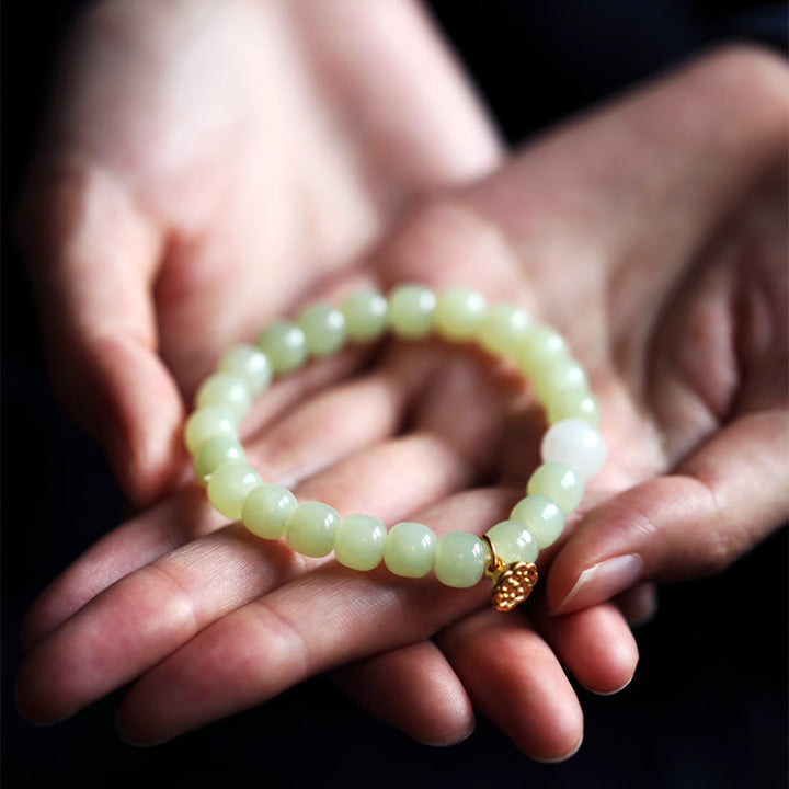 Buddha Stones Jade Lotus Abundance Adjustable Bracelet - image 5