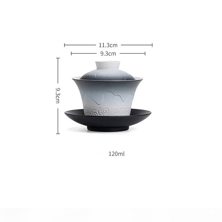 Buddha Stones Retro Blue Ocean Sea Waves Gradient Ceramic Gaiwan Sancai Teacup Kung Fu Tea Cup And Saucer With Lid - image 11