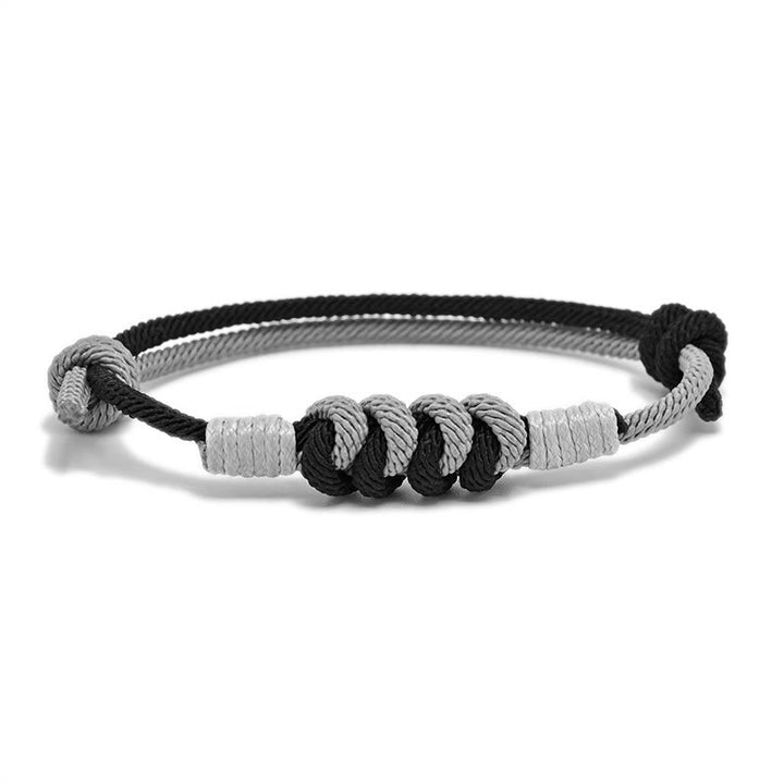 Buddha Stones Simple Design King Kong Knot Strength Braid String Bracelet - Black&Gray(Bracelet Size 15-25cm) - image 2