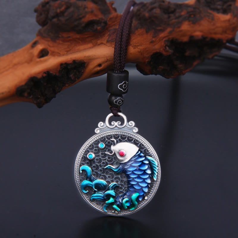 Buddha Stones 999 Sterling Silver Luck Koi Fish Success Prosperity Necklace Pendant - image 4