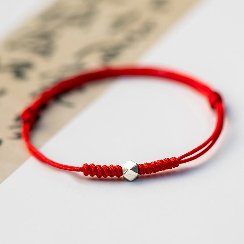 Buddha Stones 925 Sterling Silver Luck Bead Protection Red String Braided Bracelet - Square Bead - Red(Wrist Circumference 14-18cm) - image 11
