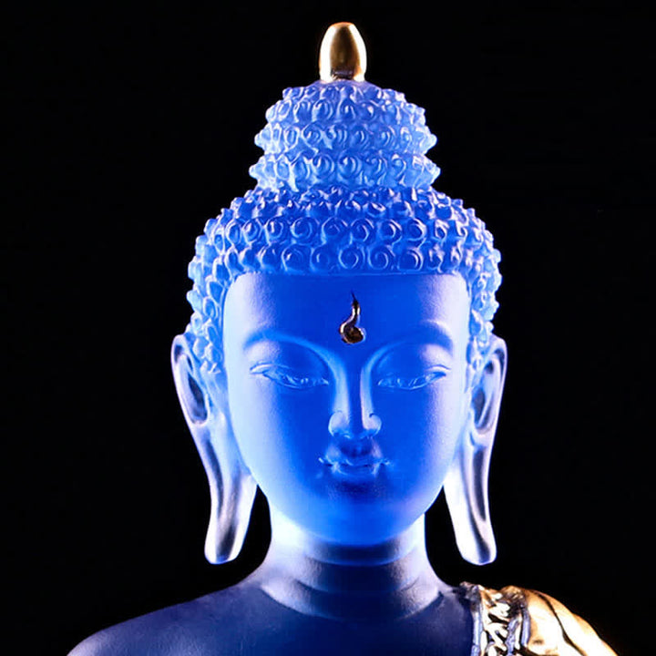 Buddha Stones Medicine Buddha Handmade Liuli Crystal Art Piece Compassion Statue Home Office Offering Decoration - image 16