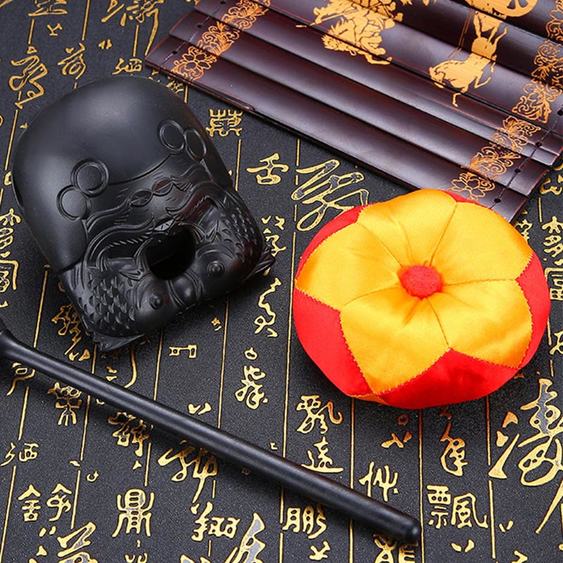 Buddha Stones Koi Fish Pattern Mindfulness Buddhist Temple Mokugyo Wooden Fish Drum - image 4