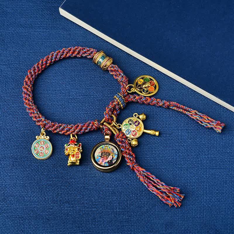 Buddha Stones Tibetan Green Tara Zakiram Goddess of Wealth Thangka Luck Braid String Bracelet - Zakiram Goddess of Wealth Thangka - image 3