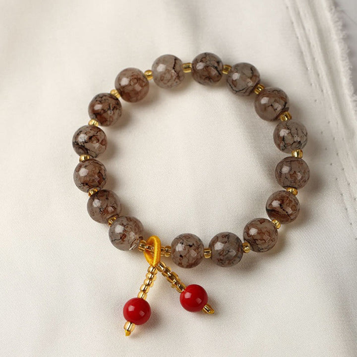 Buddha Stones Liuli Glass Bead Blessing Harmony Bracelet - Brown - image 5