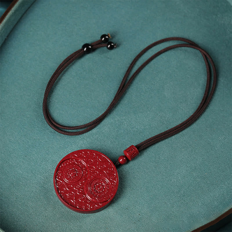 Buddha Stones Cinnabar Yin Yang Keep Away Evil Spirits Necklace Pendant - image 2