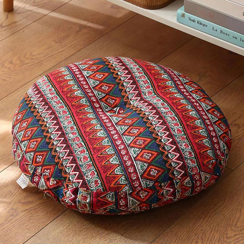 Buddha Stones Lotus Simple Pattern Linen Meditation Seat Cushion Home Living Room Decoration - Detachable - Approx. 40cm × 10cm (slight variation possible) - IndianRed - image 21