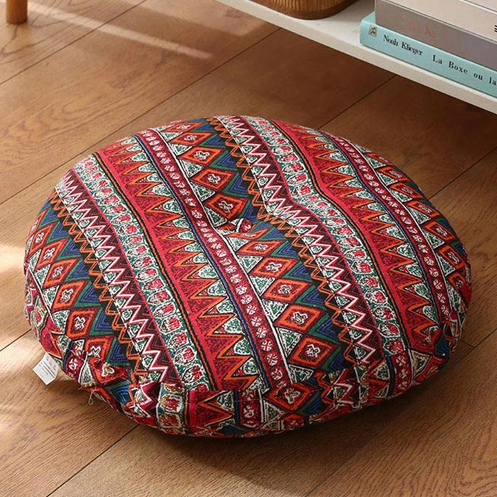 Buddha Stones Lotus Simple Pattern Linen Meditation Seat Cushion Home Living Room Decoration - Detachable - Approx. 40cm × 10cm (slight variation possible) - IndianRed - image 21