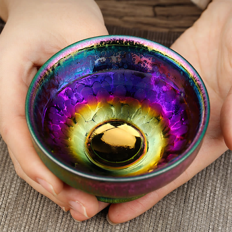Buddha Stones Handmade Fairy Rainbow Chinese Jianzhan Ceramic Teacup Tenmoku Kung Fu Tea Cup - image 6