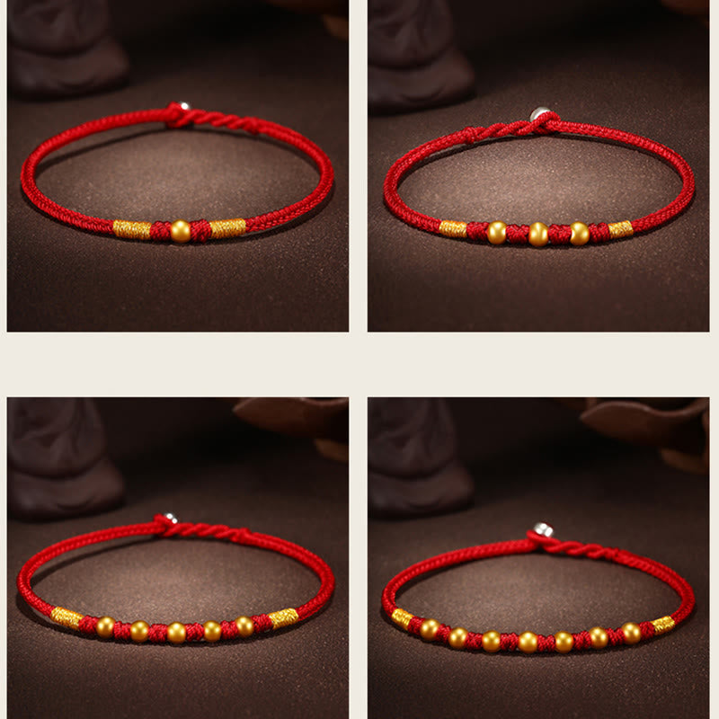 Buddha Stones 999 Gold Beads Luck King Kong Knot Handmade Braided Protection Bracelet - image 19