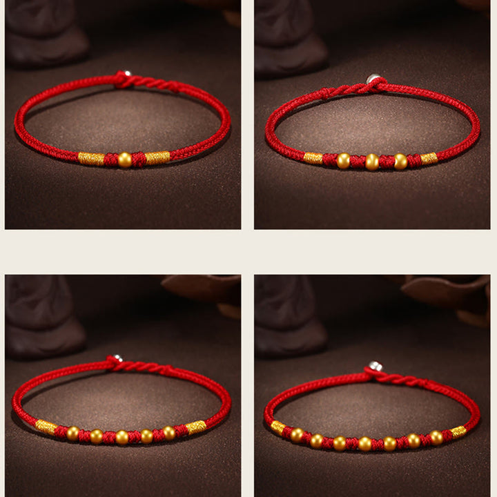Buddha Stones 999 Gold Beads Luck King Kong Knot Handmade Braided Protection Bracelet - image 19