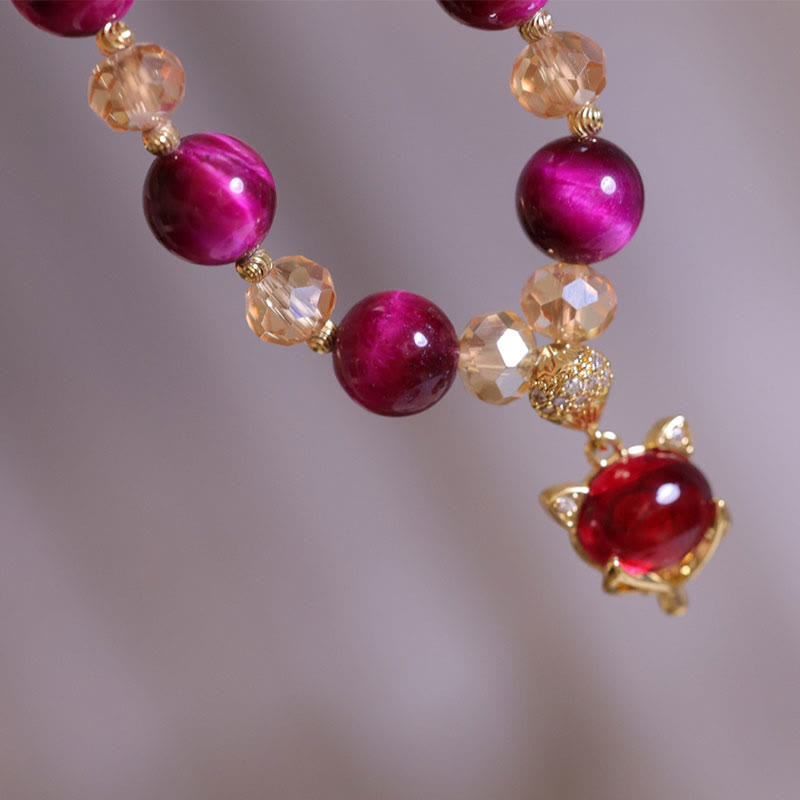 Buddha Stones Red Tiger Eye PiXiu Fox Protection Self Confidence Bracelet - image 11