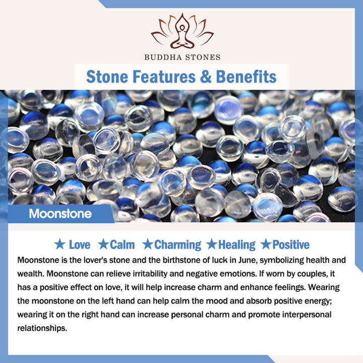 Buddha Stones Strawberry Quartz Moonstone Luck Moon Charm Bracelet - image 8