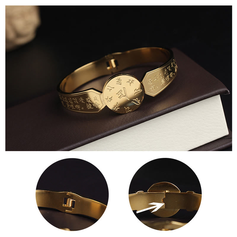 Buddha Stones Yin Yang Lotus Om Mani Padme Hum Mantra Titanium Steel Harmony Bracelet Bangle - image 22