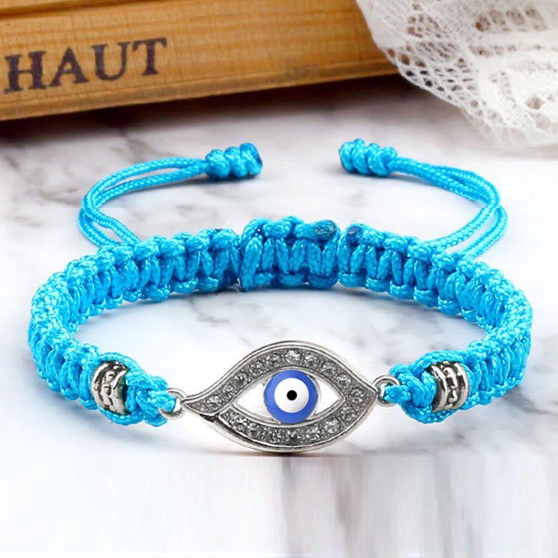 Buddha Stones Evil Eye Keep Away Evil Spirits String Bracelet - Blue&Blue Evil Eye - Silver Border - image 27