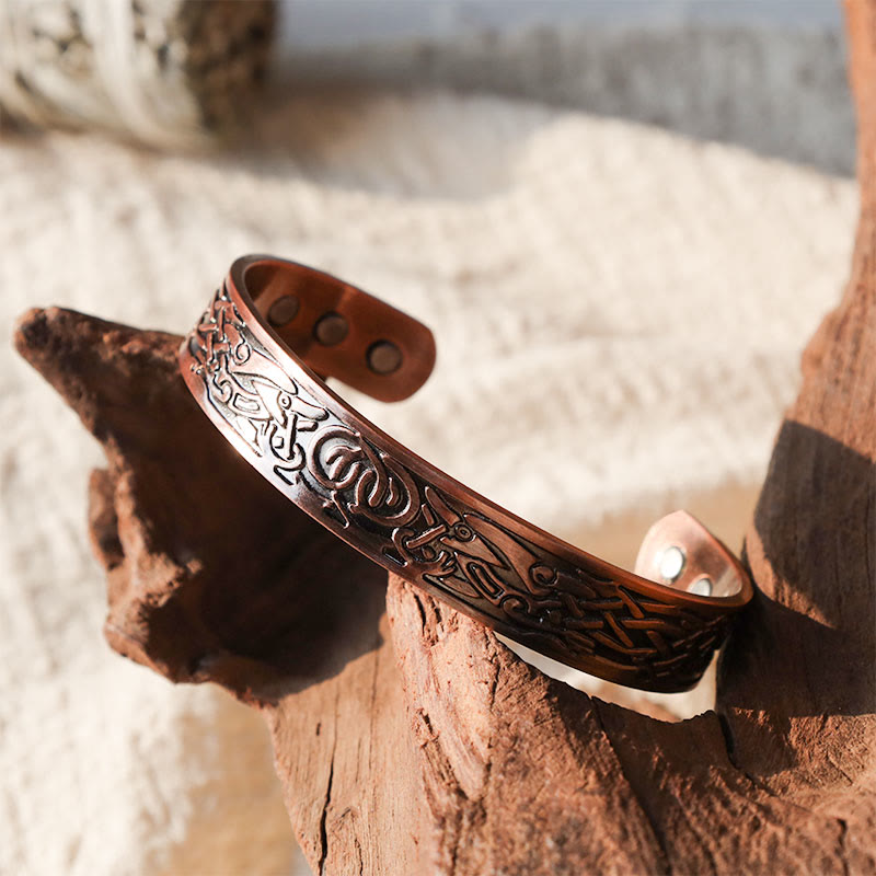 Buddha Stones Viking Birds Magnetic Copper Adjustable Cuff Bracelet Bangle - image 2