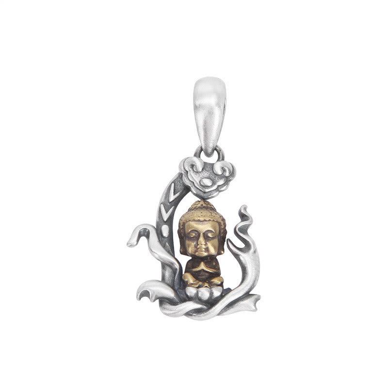 Buddha Stones 925 Sterling Silver Zen Buddha Ruyi Handle Compassion Necklace Pendant - image 5