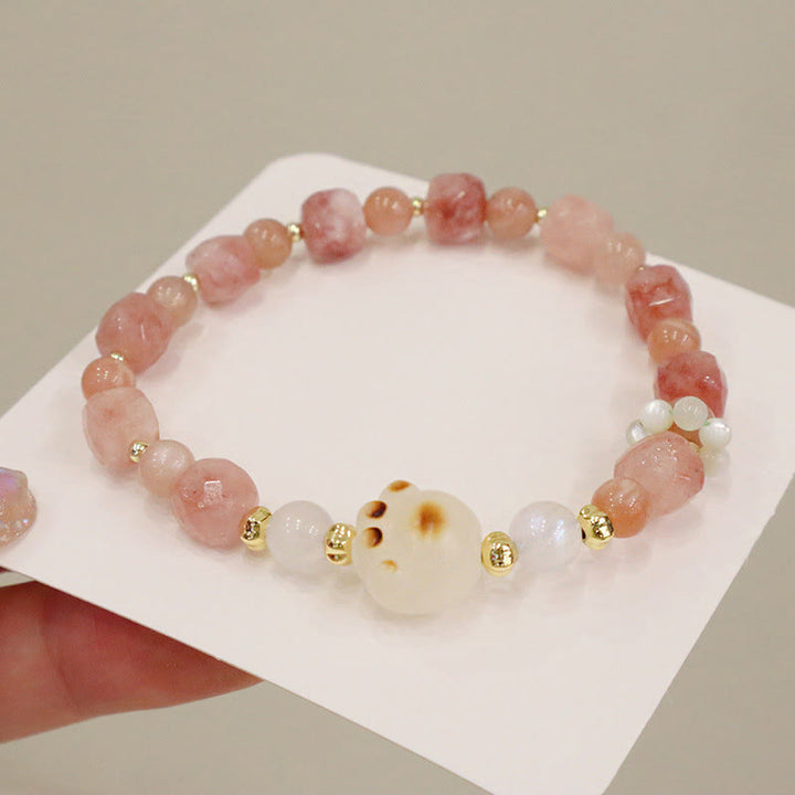 Buddha Stones Green Agate Sun Stone Cat's Eye Bodhi Seed Cat Paw Support Bracelet - image 5
