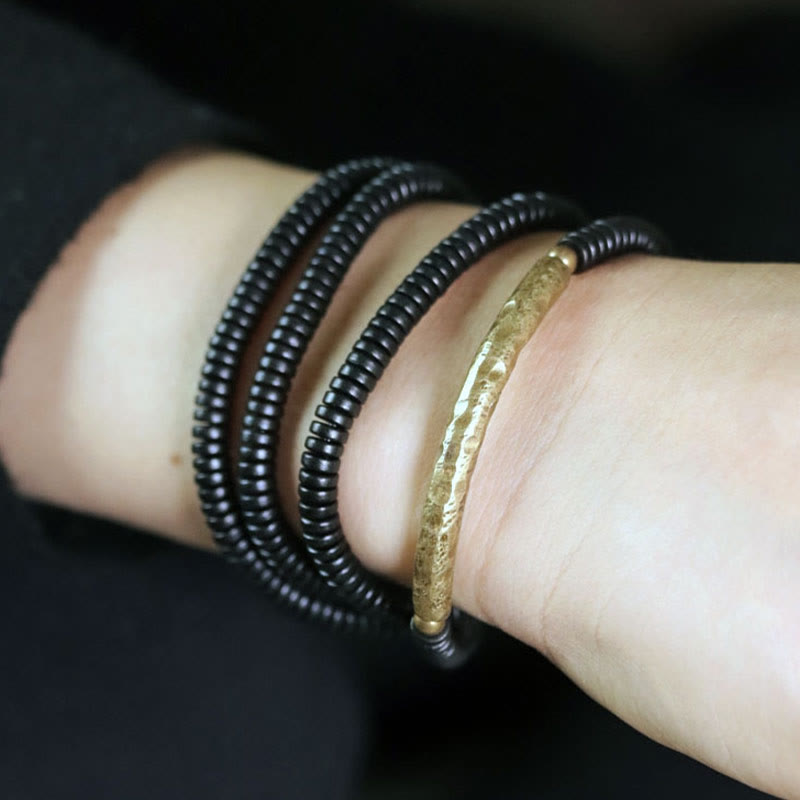 Buddha Stones Ebony Wood Copper Balance Multilayered Bracelet - image 13