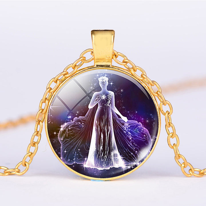 12 Constellations of the Zodiac Moon Starry Sky Protection Blessing Necklace Pendant - image 1