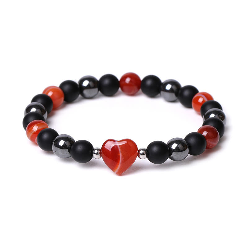 Buddha Stones Black Onyx Tiger Eye Stone Crystal Love Heart Protection Bracelet - image 8