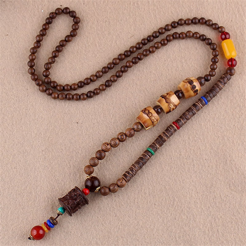 Buddha Stones Tibetan Wenge Wood Bodhi Seed Agate Elephant Protection Necklace Pendant - Wenge Wood&Bamboo - image 7