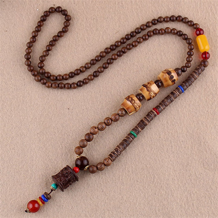 Buddha Stones Tibetan Wenge Wood Bodhi Seed Agate Elephant Protection Necklace Pendant - Wenge Wood&Bamboo - image 7