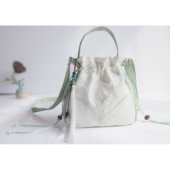 Buddha Stones Handmade Embroidered Flowers Canvas Tote Shoulder Bag Handbag - image 15