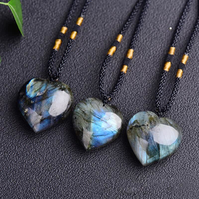 Buddha Stones Labradorite Love Heart Support Necklace Pendant - image 4