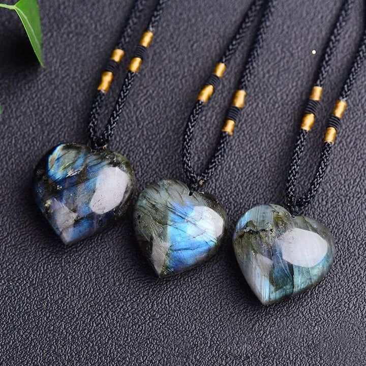 Buddha Stones Labradorite Love Heart Support Necklace Pendant - image 4