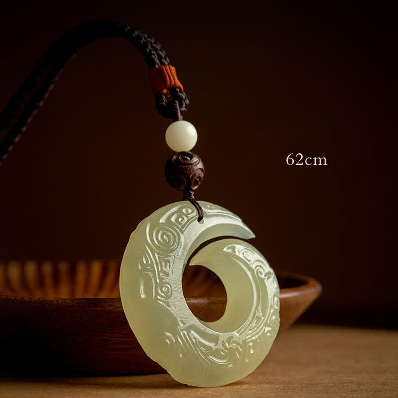 Buddha Stones Peace Buckle Jade Small Leaf Red Sandalwood Cinnabar Agate Luck Necklace Pendant - Jade&Small Leaf Red Sandalwood - image 1