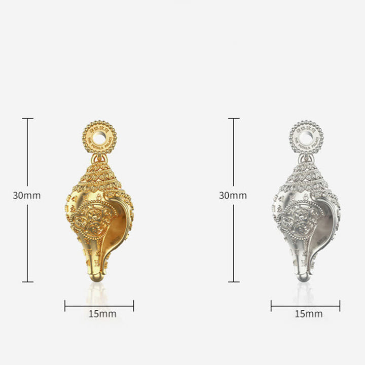 Buddha Stones 999 Sterling Silver Shankha Conch Shell Seashell Lucky Necklace Pendant - image 12