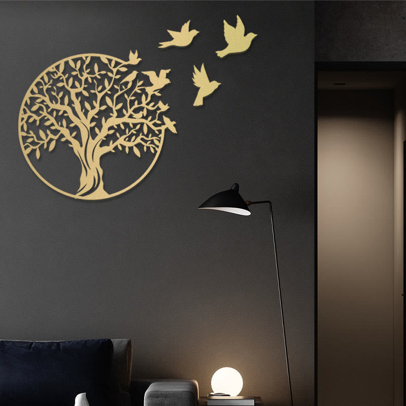 Buddha Stones Tree of Life Birds Sign Housewarming Gift Unity Wall Art - Gold - 49cm - image 4