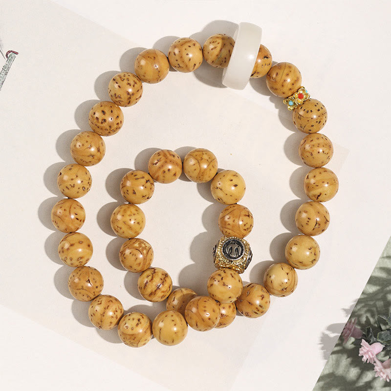 Buddha Stones Tibetan Natural Purple Gold Rat Bodhi Seed Wealth Double Wrap Bracelet - image 8