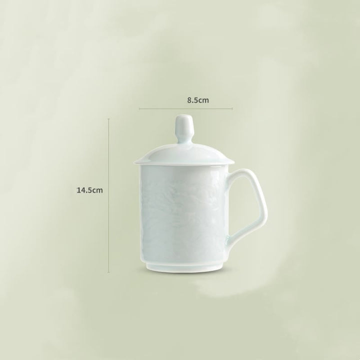 Buddha Stones Jingdezhen White Porcelain Handmade Great Wall Landscape Engraved Ceramic Teacup Office Mug Tea Cups - image 8