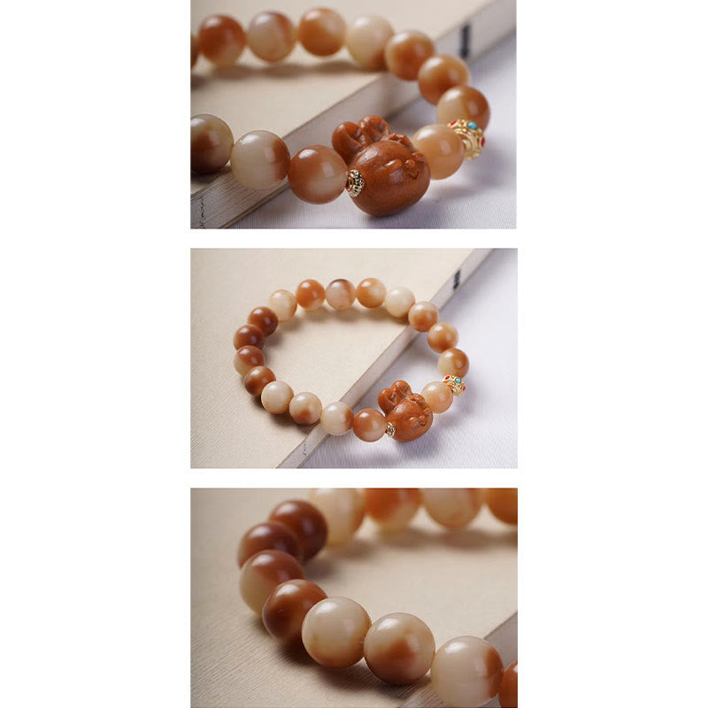 Buddha Stones Natural Bodhi Seed Lovely Rabbit Peace Bracelet - image 5