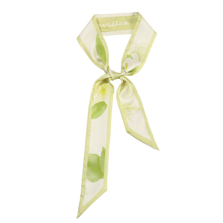 Buddha Stones Dunhuang Frescoes Mountains Sunset Floral Pattern 100% Mulberry Twilly Silk Neck Hair Scarf - Spring Green - image 23