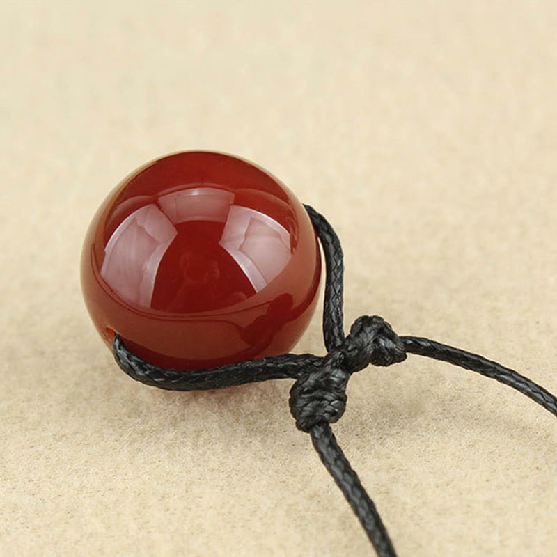 Buddha Stones Red Agate Bead Confidence Leather Rope Necklace Pendant - image 7