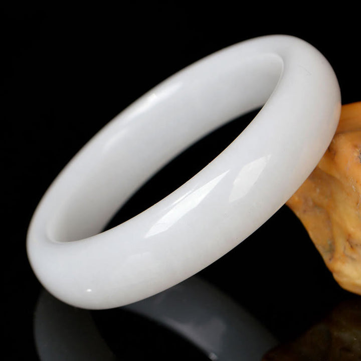 Buddha Stones Natural Golden Silk Jade Wealth Luck Bracelet Bangle - White - 62mm - image 8