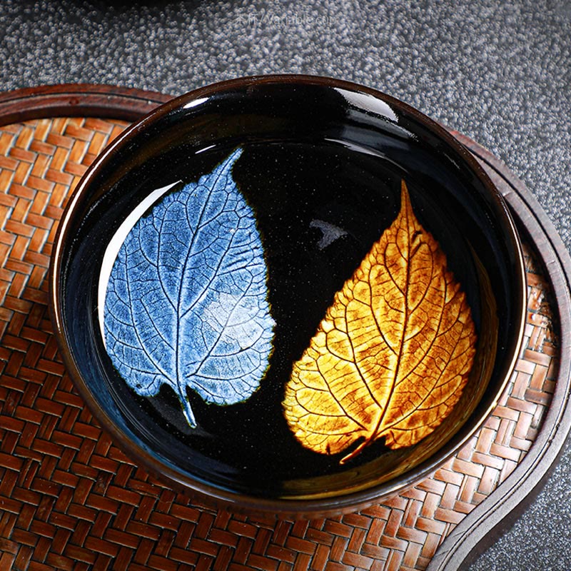 Buddha Stones Gold Maple Leaf Chinese Jianzhan Ceramic Teacup Tenmoku Kung Fu Tea Cup Bowl - image 15