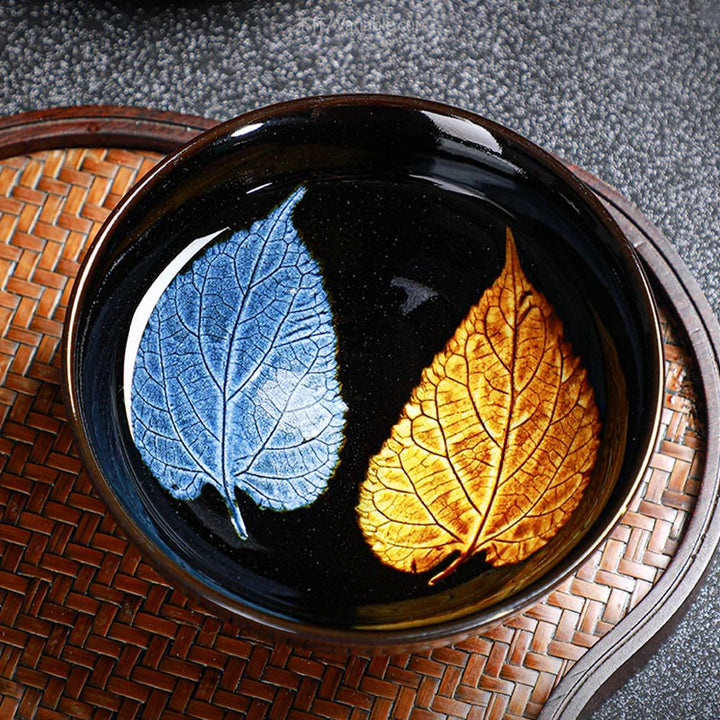 Buddha Stones Gold Maple Leaf Chinese Jianzhan Ceramic Teacup Tenmoku Kung Fu Tea Cup Bowl - image 15