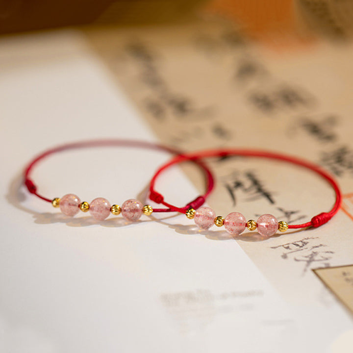 Buddha Stones Strawberry Crystal Beads Luck Red String Anklet - image 8